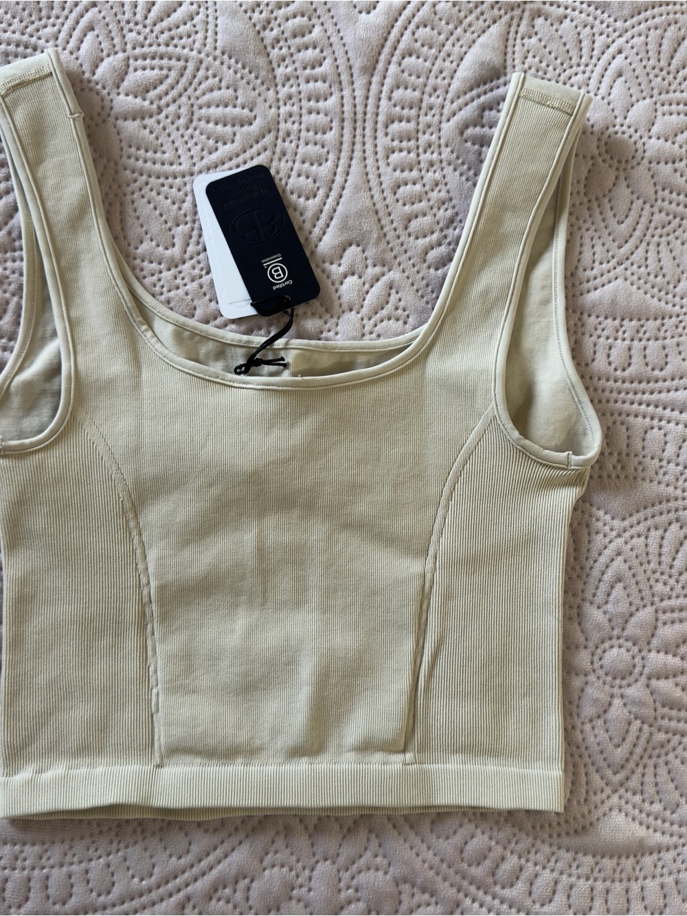 Organic Basics Smooth Corset Top Cream Ribbed Crop Tank New Size Large bralette - Picture 3 of 5